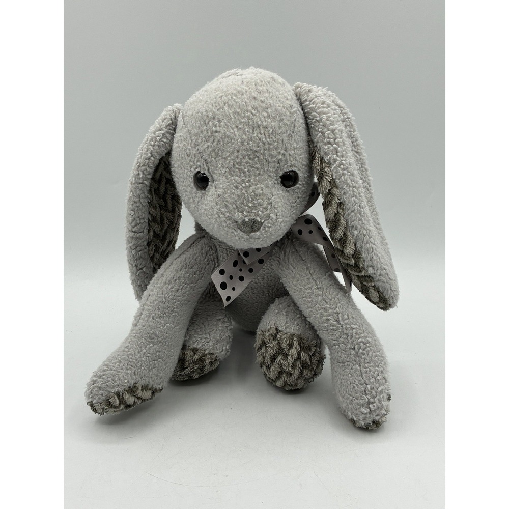 Smart Living Hug & Luv Gray Long Eared Easter Bunny Plush Stuffed Animal Ribbon